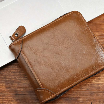 ⏳Begränsad tid – 50% rabatt⏰Herr PU-Läder Blixtlås Bifold Plånbok