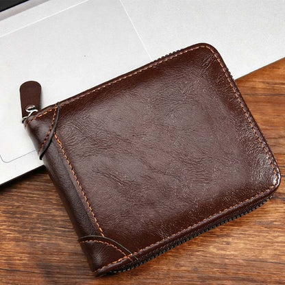 ⏳Begränsad tid – 50% rabatt⏰Herr PU-Läder Blixtlås Bifold Plånbok