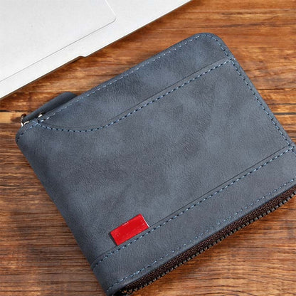 ⏳Begränsad tid – 50% rabatt⏰Herr PU-Läder Blixtlås Bifold Plånbok
