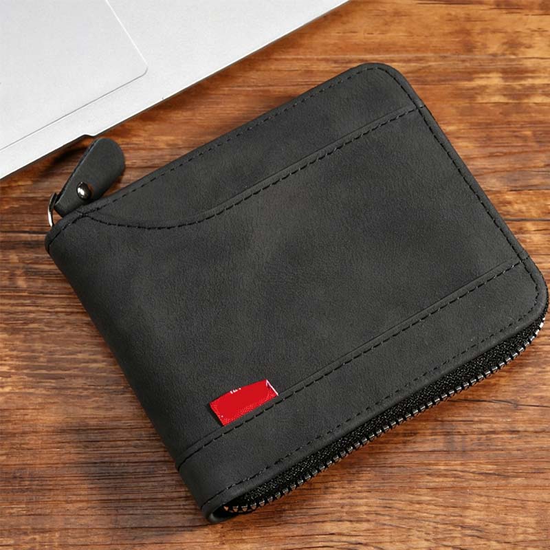 ⏳Begränsad tid – 50% rabatt⏰Herr PU-Läder Blixtlås Bifold Plånbok