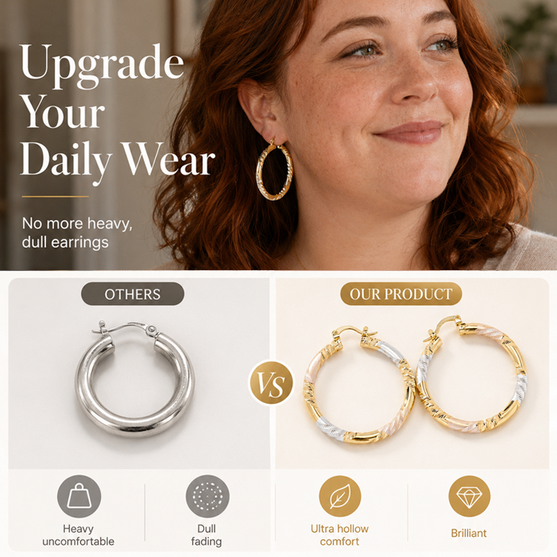Eleganta tvinnade hoop-örhängen för damer – Slimmade & lätta – Guldpläterade, tidlös design – perfekta för vardag eller fest – smidiga att bära hela dagen 💛