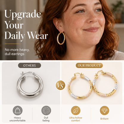 Eleganta tvinnade hoop-örhängen för damer – Slimmade & lätta – Guldpläterade, tidlös design – perfekta för vardag eller fest – smidiga att bära hela dagen 💛
