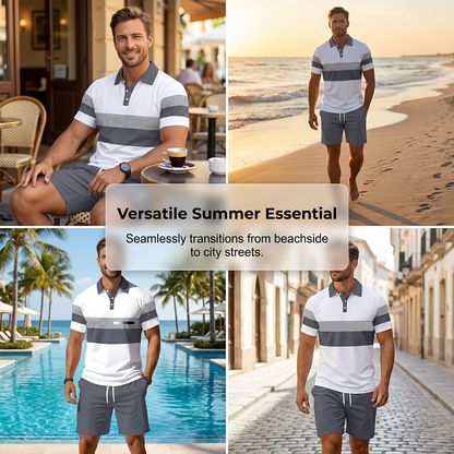 ⏳Tidsbegränsat 50% rabatt⏰Herr Tvådelat Set – Skjorta och Shorts👕🩳