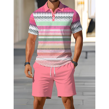 ⏳Tidsbegränsat 50% rabatt⏰Herr Tvådelat Set – Skjorta och Shorts👕🩳