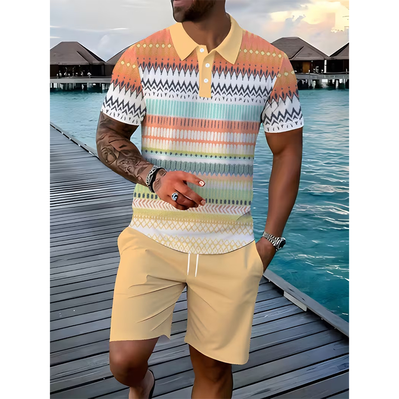 ⏳Tidsbegränsat 50% rabatt⏰Herr Tvådelat Set – Skjorta och Shorts👕🩳