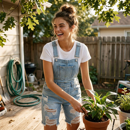 🩳💥 Damernas slitna denim-overall-shorts – Repad design, flera fickor, casual ✨