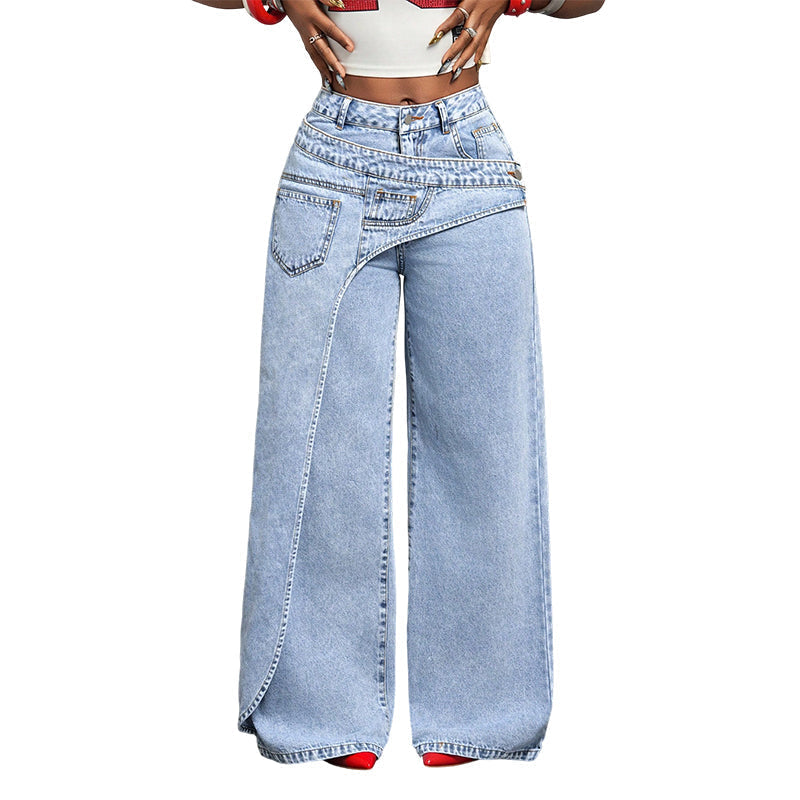 ⌛Tidsbegränsat erbjudande – Asymmetriska jeans med vid benöppning för damer
