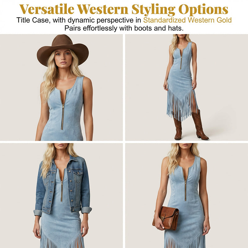 ✨50% RABATT NU! ✨Retro Western Tofsärmslös Smal Klänning