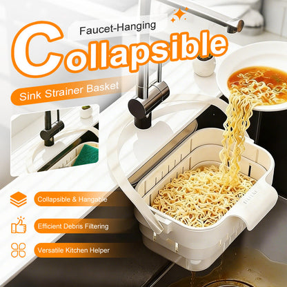 🧼 Hopfällbar diskhovsil – hängs direkt på kranen, fångar matrester & fälls ihop för enkel förvaring, perfekt för små kök 🏠