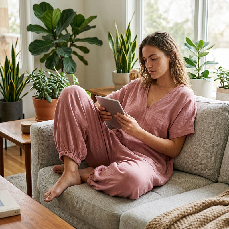 Löst sittande jumpsuit med V-ringning för damer, sommar