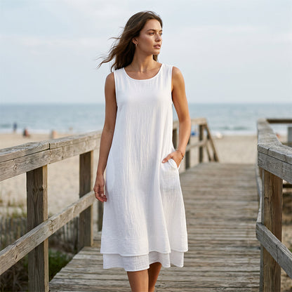 👗🌸 Ärmlös sommarklänning med volanger – Sommarens mest feminina favorit✨