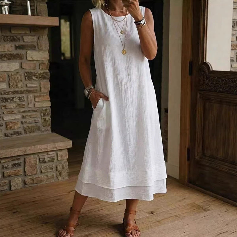 👗🌸 Ärmlös sommarklänning med volanger – Sommarens mest feminina favorit✨