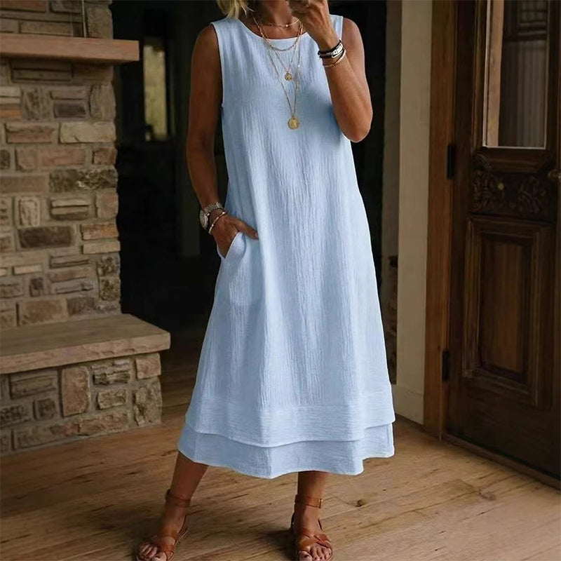 👗🌸 Ärmlös sommarklänning med volanger – Sommarens mest feminina favorit✨