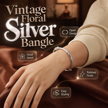 ⌛Tidsbegränsat erbjudande – Silverarmband med vintagblommönster