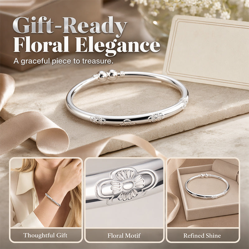 ⌛Tidsbegränsat erbjudande – Silverarmband med vintagblommönster