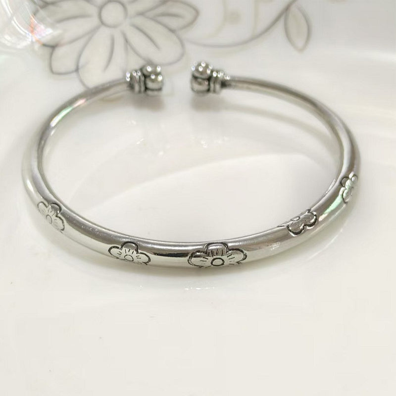 ⌛Tidsbegränsat erbjudande – Silverarmband med vintagblommönster