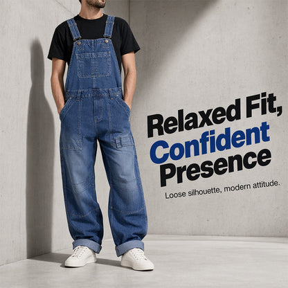 👖 Klassisk denimoverall för män med justerbara remmar