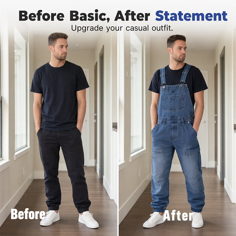 👖 Klassisk denimoverall för män med justerbara remmar