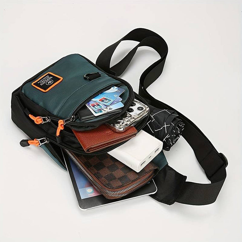 🎒✨ Vattentät crossbody-väska med flera fickor – smart förvaring, justerbar rem, hörlursuttag 🌧️