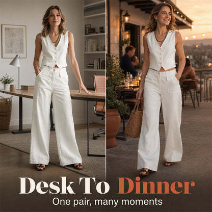 👖🌸 Eleganta vida byxor med avslappnad passform