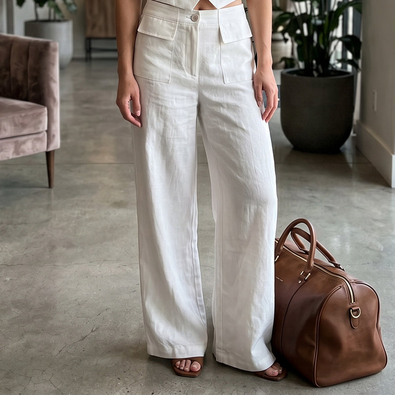 👖🌸 Eleganta vida byxor med avslappnad passform