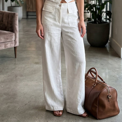 👖🌸 Eleganta vida byxor med avslappnad passform