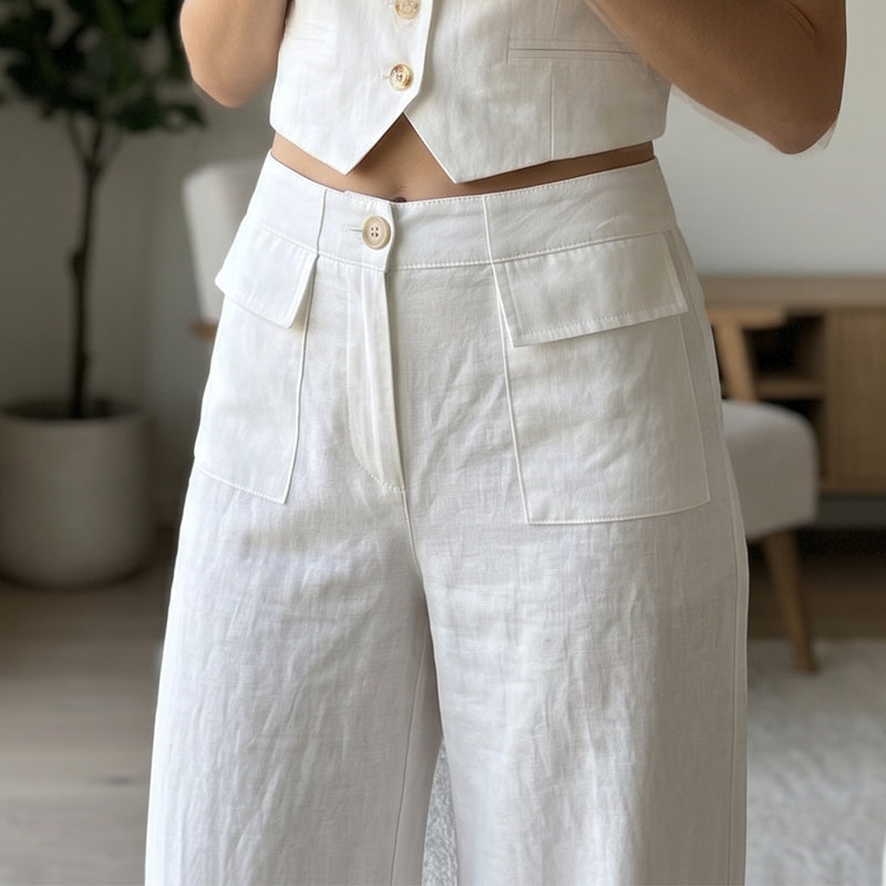 👖🌸 Eleganta vida byxor med avslappnad passform