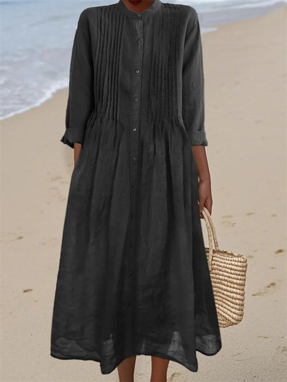 👗🌸 Avslappnad maxiklänning i andningsbar bomull-linne