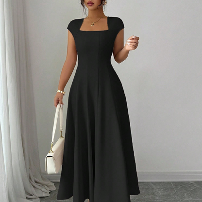 👗✨ Mångsidig square neck A-linje klänning för vardag