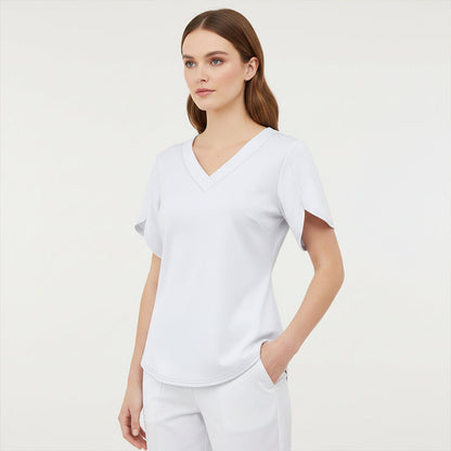 🎉 BEGRÄNSAD TID 50% RABATT! 👚 V-ringad Fladdermärmsblus – Mjuk Feminin Bris 🌸