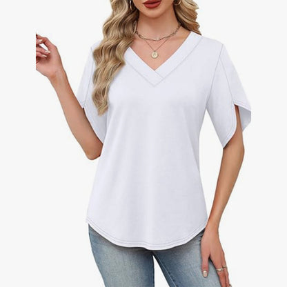 🎉 BEGRÄNSAD TID 50% RABATT! 👚 V-ringad Fladdermärmsblus – Mjuk Feminin Bris 🌸