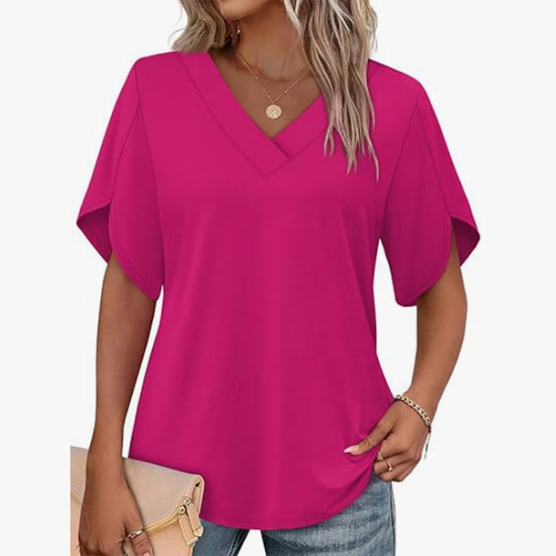 🎉 BEGRÄNSAD TID 50% RABATT! 👚 V-ringad Fladdermärmsblus – Mjuk Feminin Bris 🌸