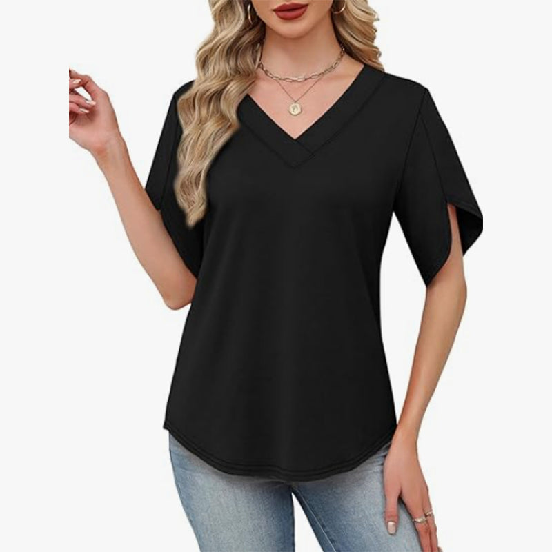 🎉 BEGRÄNSAD TID 50% RABATT! 👚 V-ringad Fladdermärmsblus – Mjuk Feminin Bris 🌸