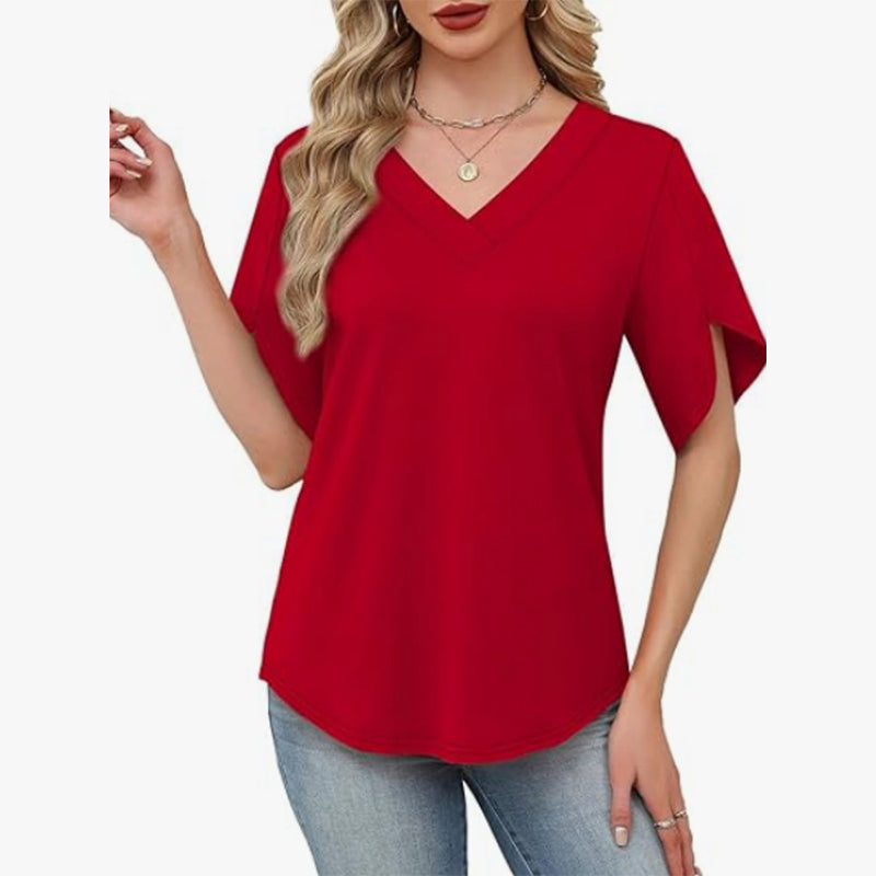 🎉 BEGRÄNSAD TID 50% RABATT! 👚 V-ringad Fladdermärmsblus – Mjuk Feminin Bris 🌸