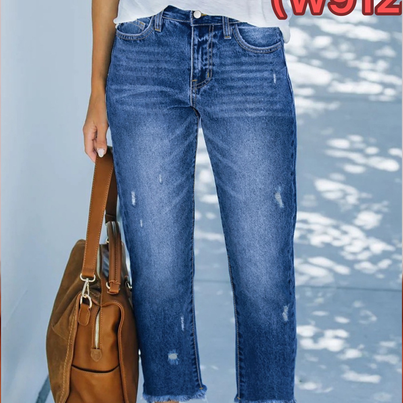 👖✨ Dam retro croppad raka ben jeans – fransad fåll, premiumdenim & tidlös vintagecharm 🦋