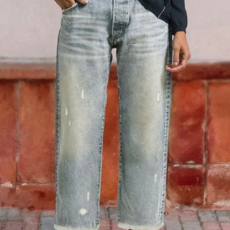 👖✨ Dam retro croppad raka ben jeans – fransad fåll, premiumdenim & tidlös vintagecharm 🦋