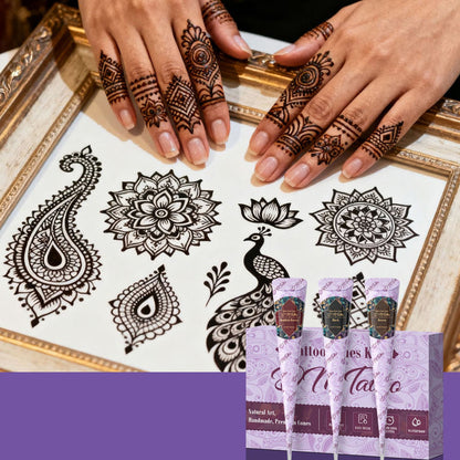 🎨 50% RABATT! ✍️ Komplett 3-färgat hennatatueringskit – Naturligt, långvarigt & perfekt för kreativ kroppskonst hemma 🌸