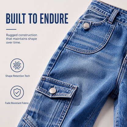 Tidsbegränsad⌛Klassiska bermudashorts i denim med fickdetaljer – smickrande hög midja för en modern silhuett
