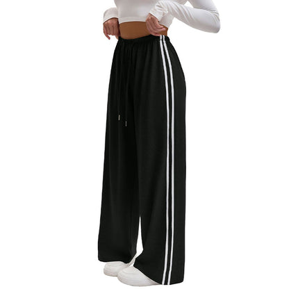 👖🌸 Dambyxor med vida ben – mjukt fall, hög midja & sportig sidorand – perfekt för yoga, resor och vardag 🧘‍♀️