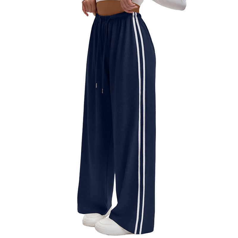 👖🌸 Dambyxor med vida ben – mjukt fall, hög midja & sportig sidorand – perfekt för yoga, resor och vardag 🧘‍♀️
