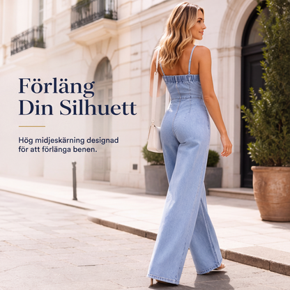 💫 Kvinnors jeansoverall med spaghettiband och vida ben – chic, rörlig & perfekt för sommaren 👖✨