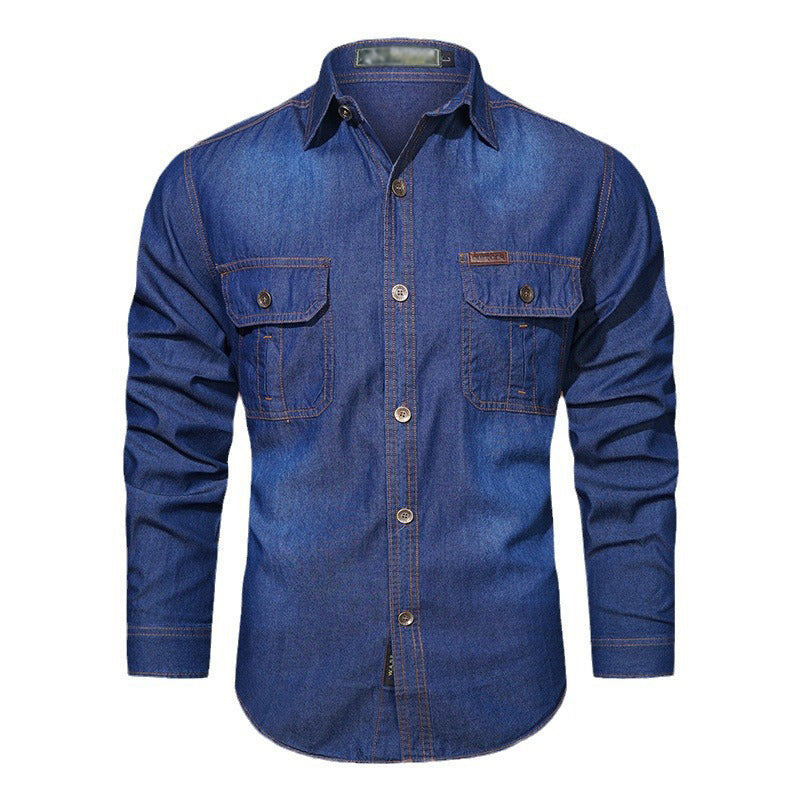 Långärmad denimskjorta för män i casualstil