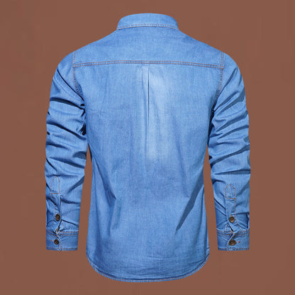 Långärmad denimskjorta för män i casualstil