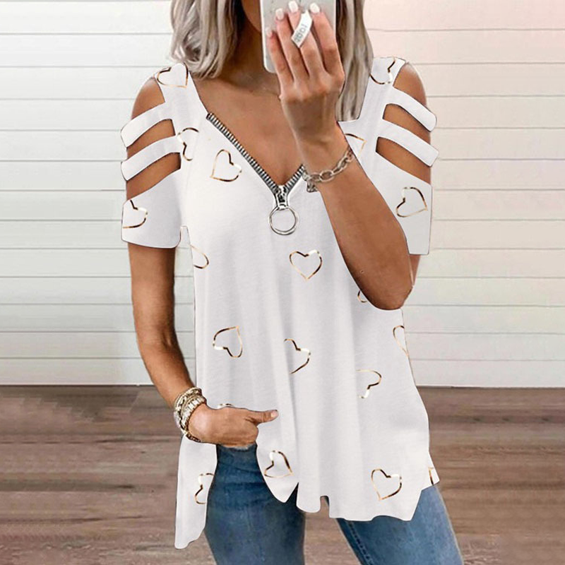 Bästsäljare💕 T-shirt med öppna axlar – Trendig utskärning och lätt att matcha till alla stilar