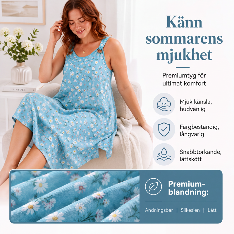 ✨🛍️Nyhet – Ärmlös maxiklänning med prästkragsmönster – Andningsbar komfort och avslappnad semesterkänsla 🍃