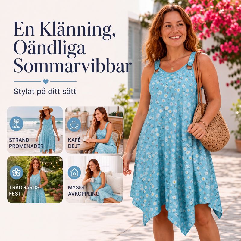 ✨🛍️Nyhet – Ärmlös maxiklänning med prästkragsmönster – Andningsbar komfort och avslappnad semesterkänsla 🍃