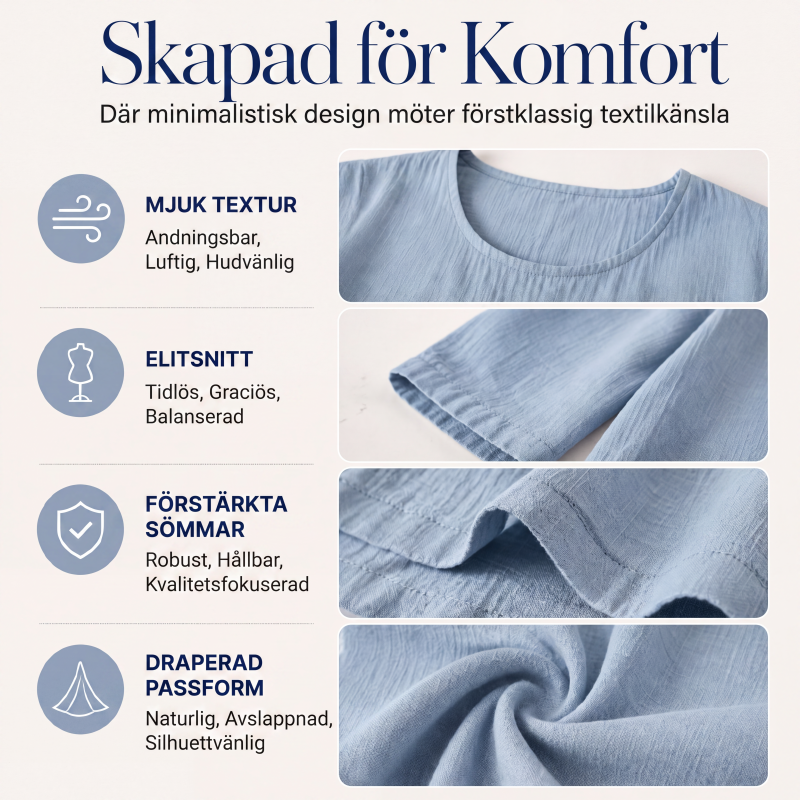 Kvinnors ledig tröja med rund hals och 3/4-ärmar