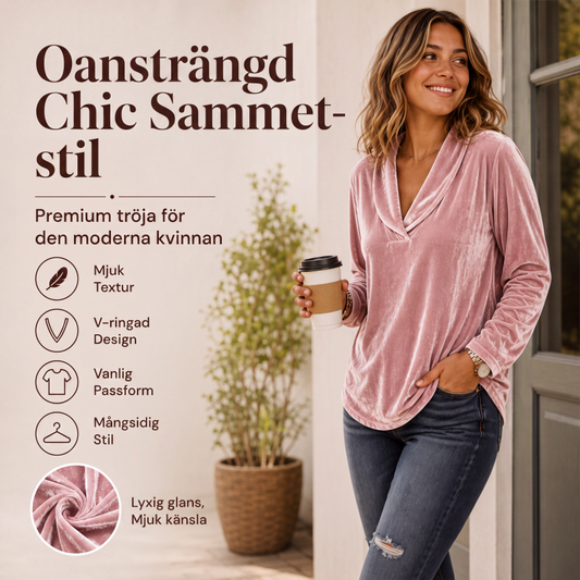 Elegant sammetstopping med V-ringning för kvinnor