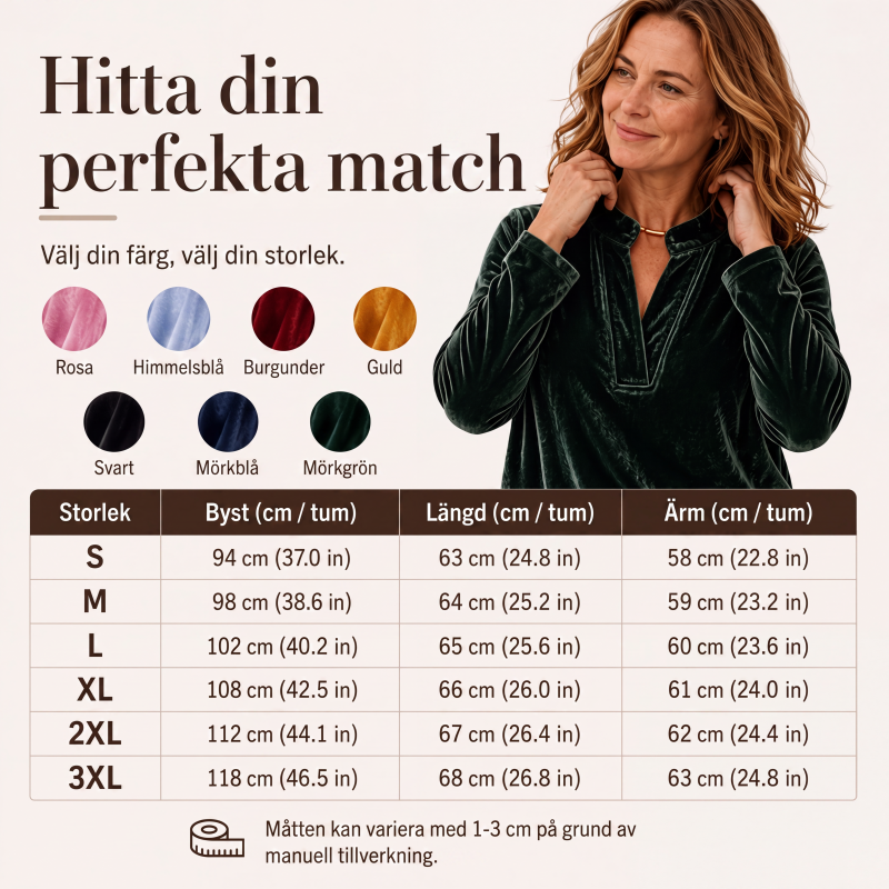 Elegant sammetstopp med V-ringning för kvinnor
