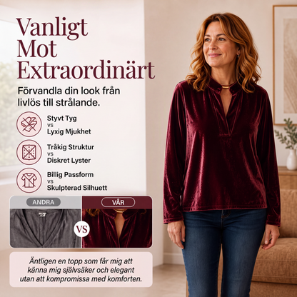 Elegant sammetstopp med V-ringning för kvinnor